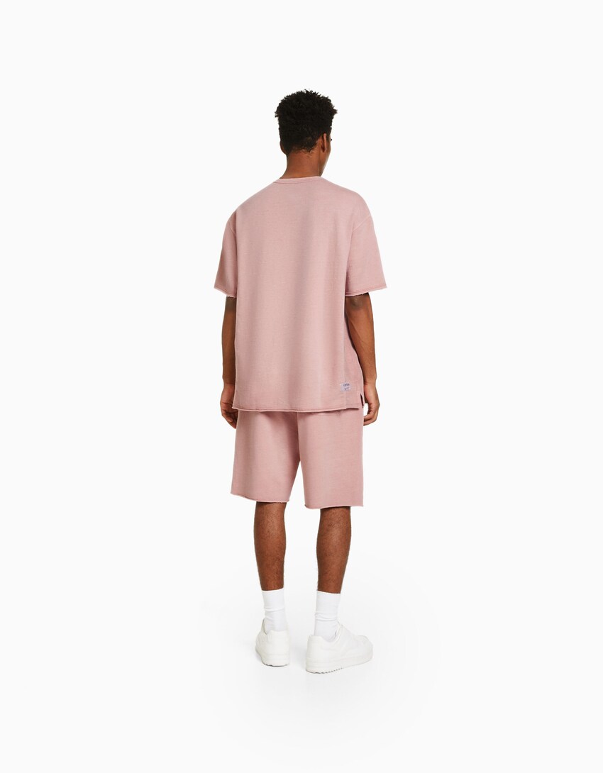 T-Shirt im Washed-Look-Rosa-1