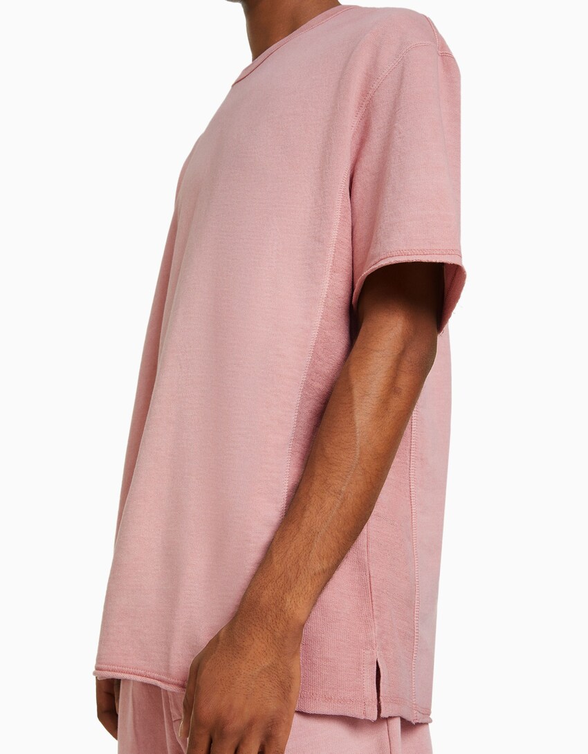 T-Shirt im Washed-Look-Rosa-2
