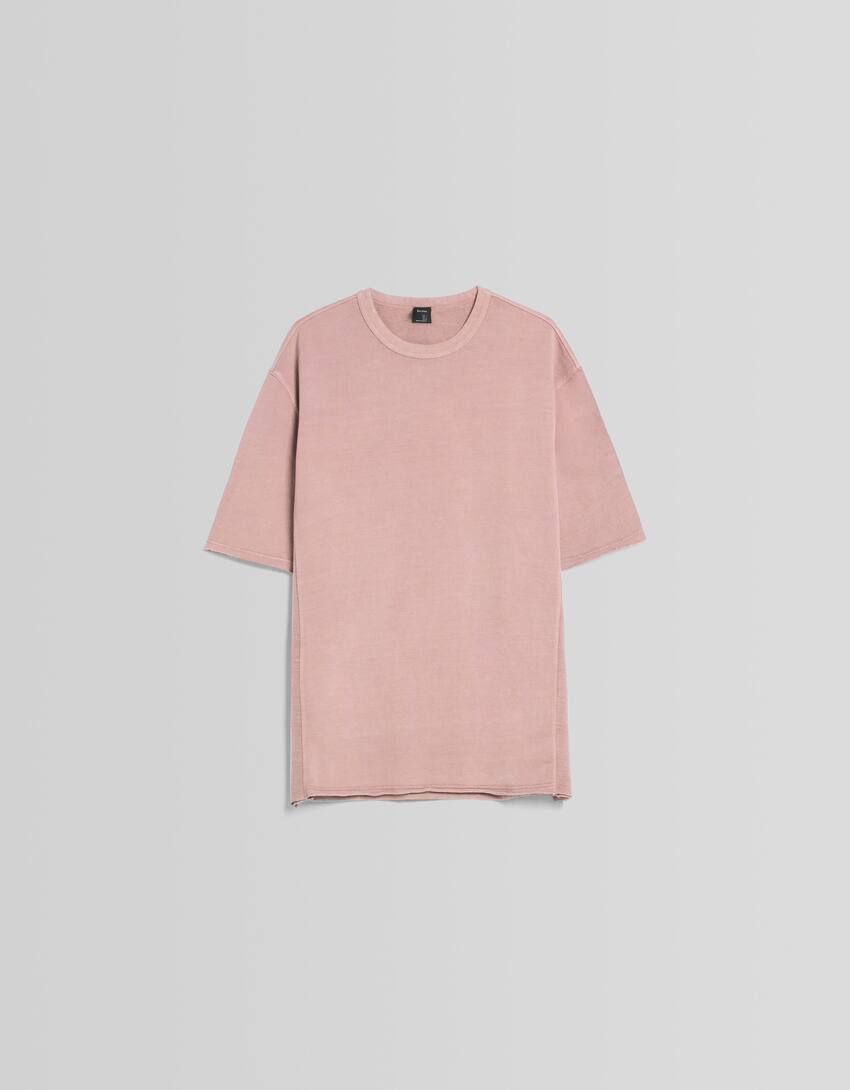 მოკლესახელოიანი გახუნებული მაისური-ვარდისფერი-4