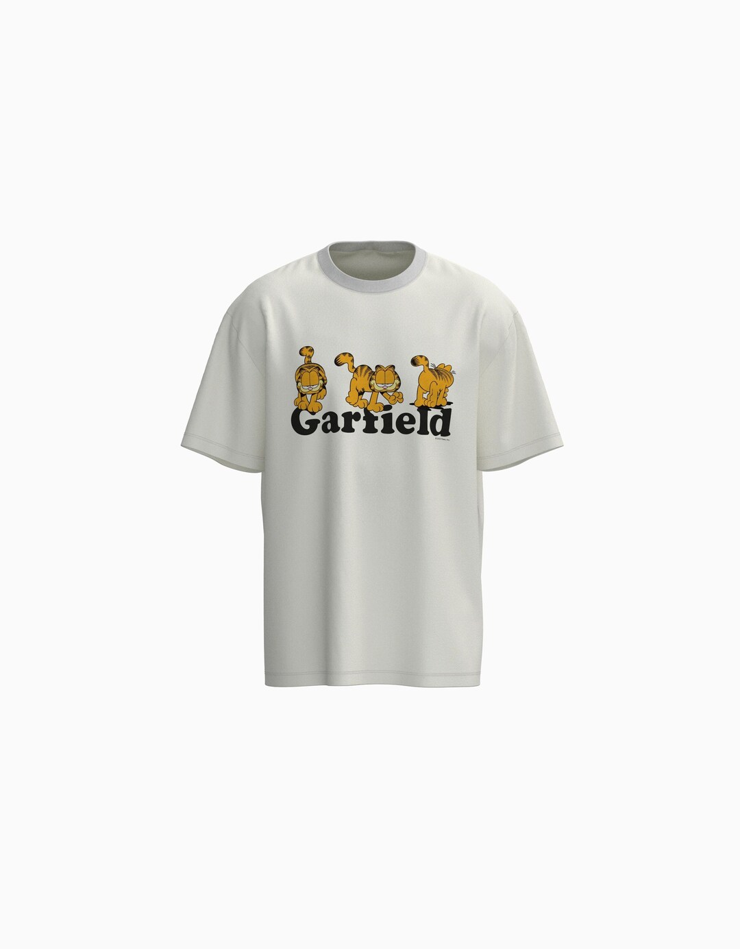 Garfield print estanpatudun kamiseta mahuka-motza, boxy fit