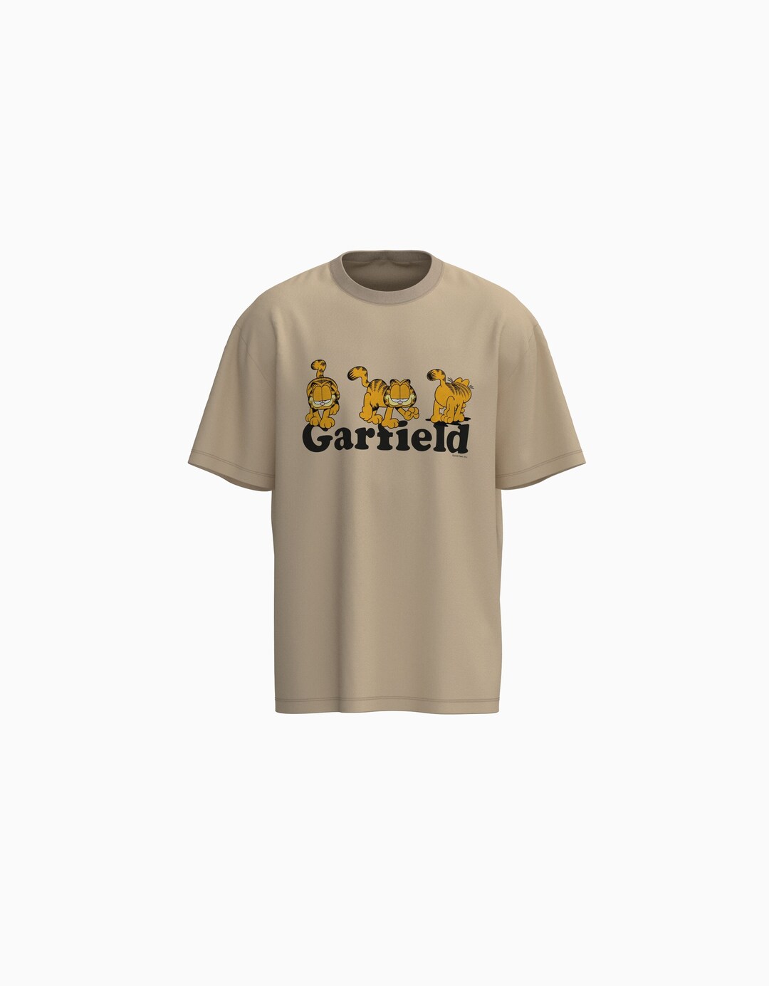 Garfield print estanpatudun kamiseta mahuka-motza, boxy fit