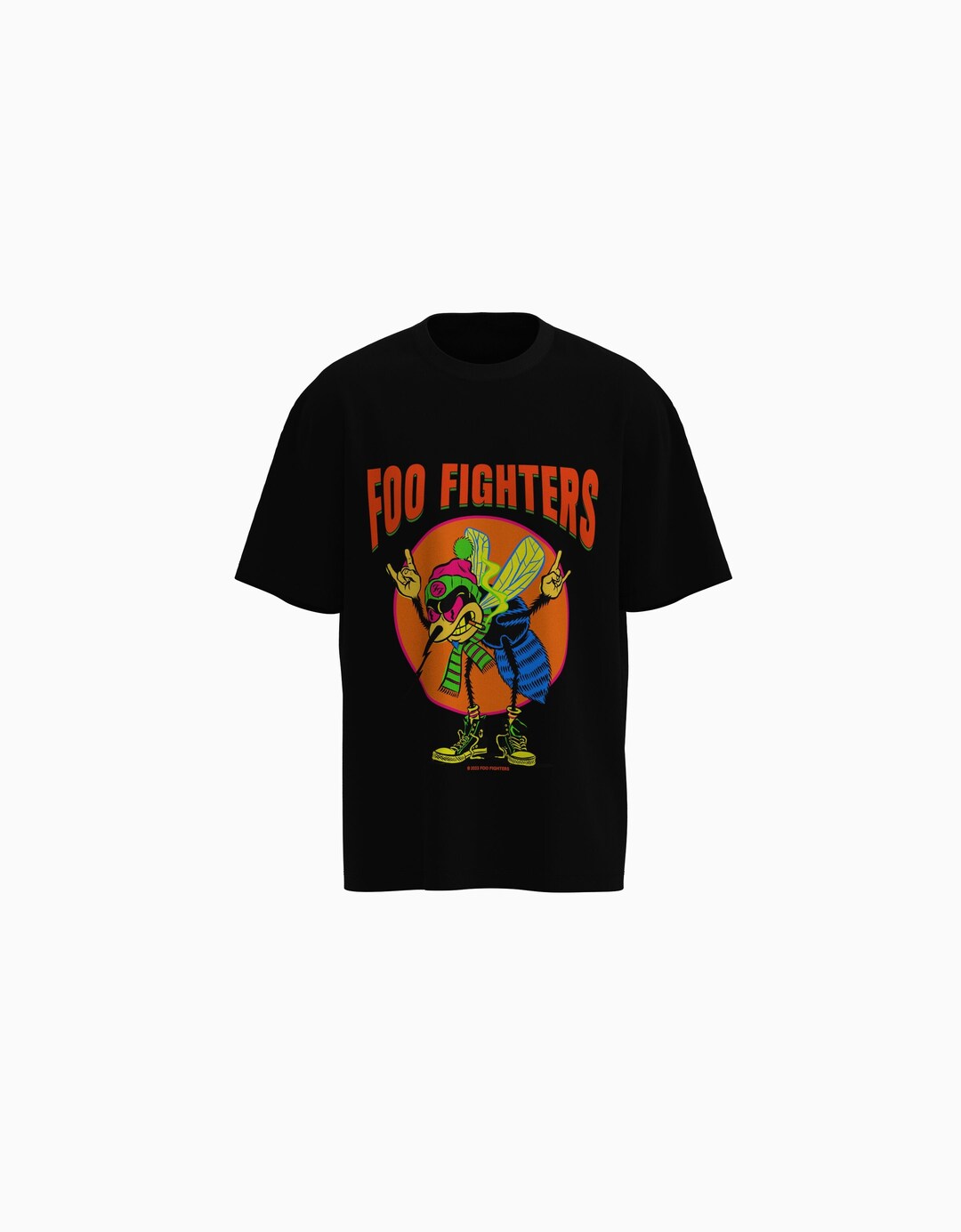 Foo Fighters print estanpatudun kamiseta mahuka-motza, boxy fit