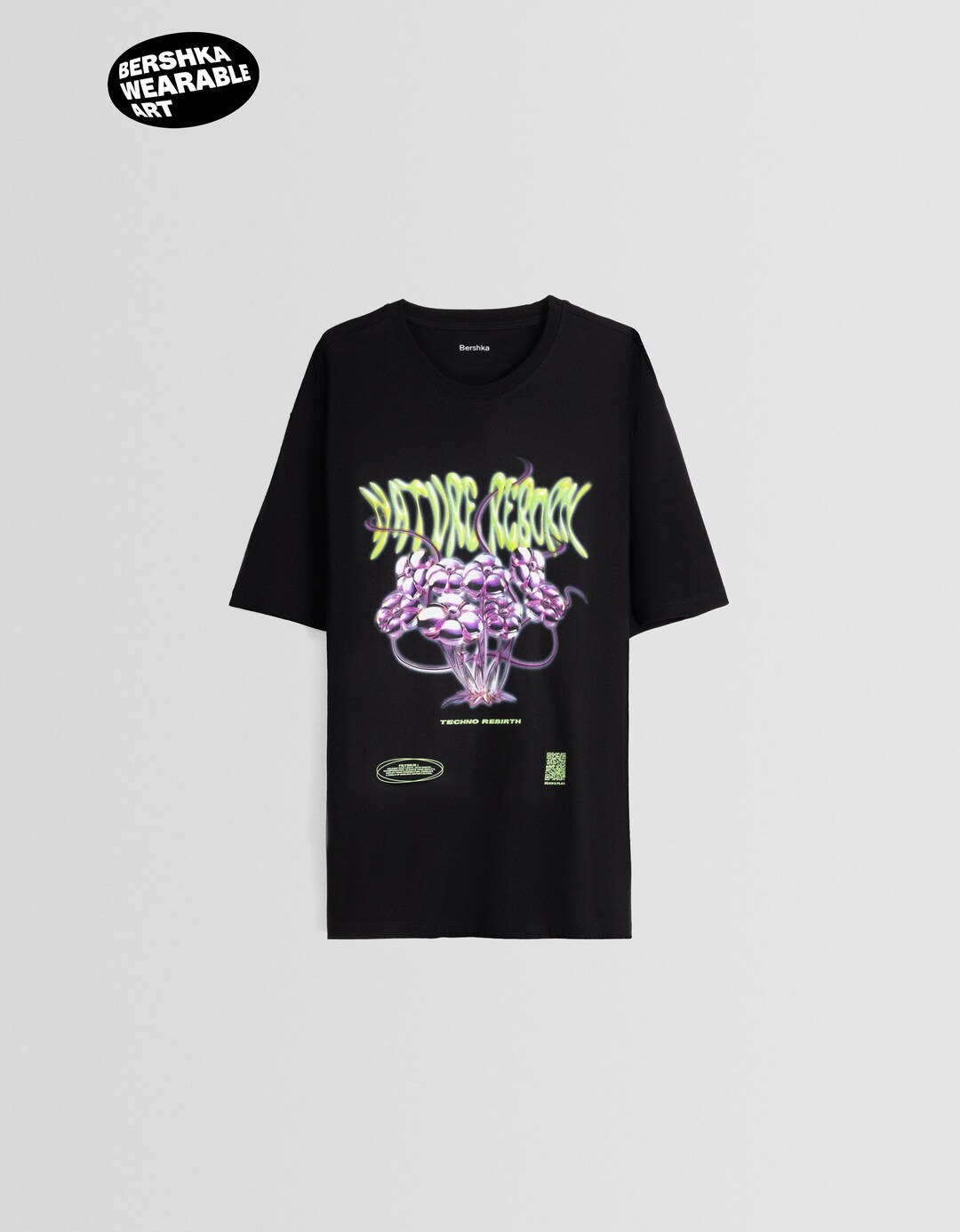Bershka Wearable Art print estanpatudun kamiseta, boxy fit
