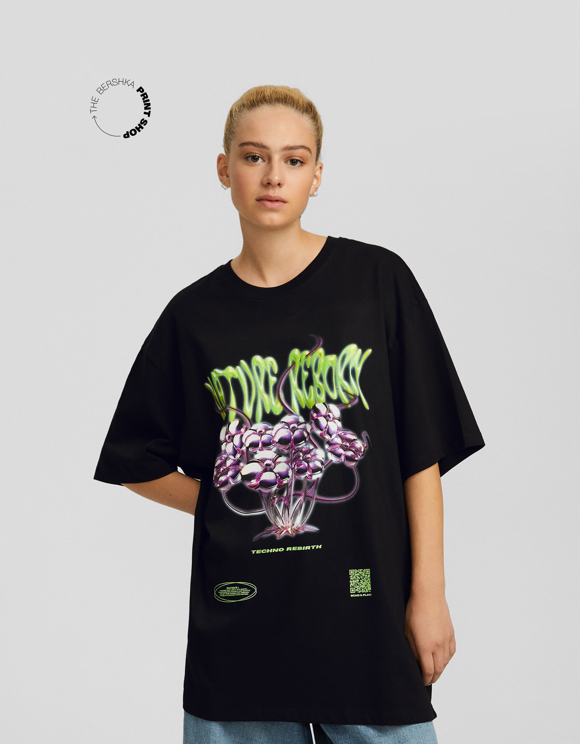 T shirt Bershka Wearable Art boxy fit imprim Tee shirts Homme