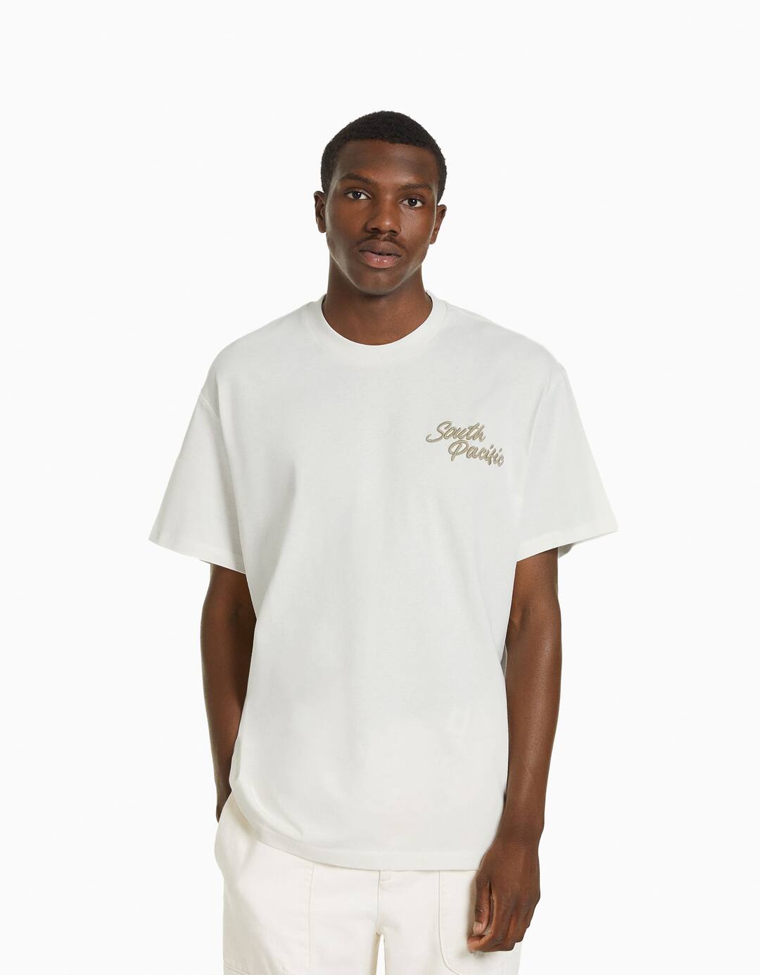 Boxy fit short sleeve T-shirt with embroidery