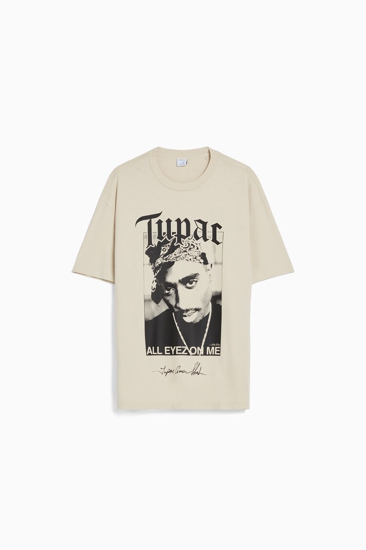 Camiseta Tupac manga corta boxy fit print