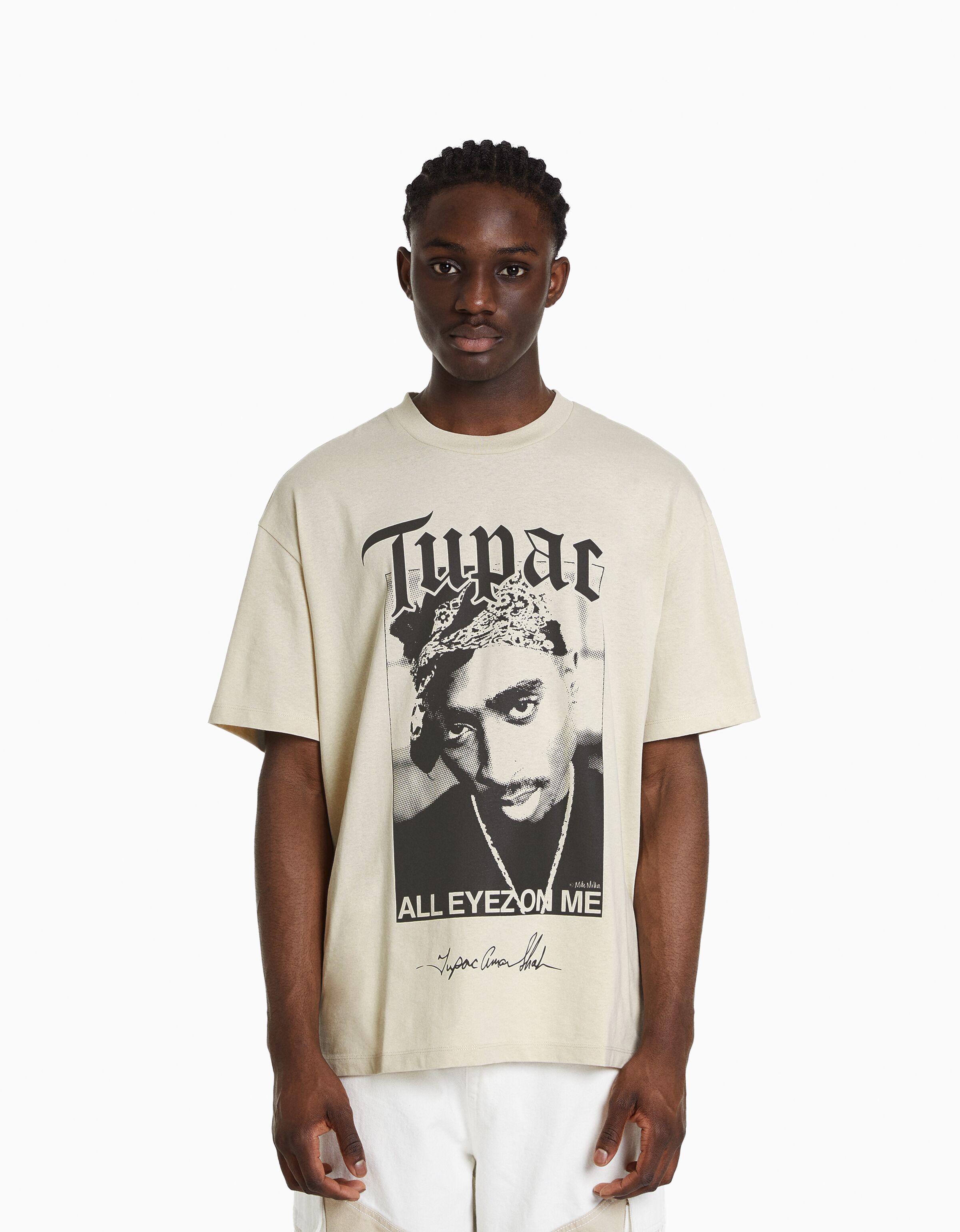 T shirt manches courtes boxy fit imprim Tupac SOLDES jusqu 70