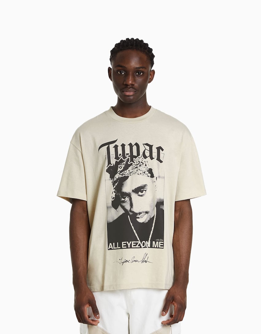 Tupac print boxy fit short sleeve T-shirt - Men | Bershka