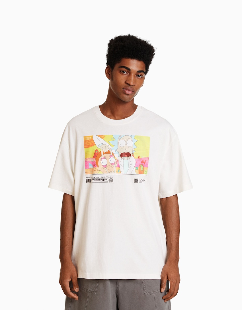 print boxy fit sleeve T-shirt - Men | Bershka