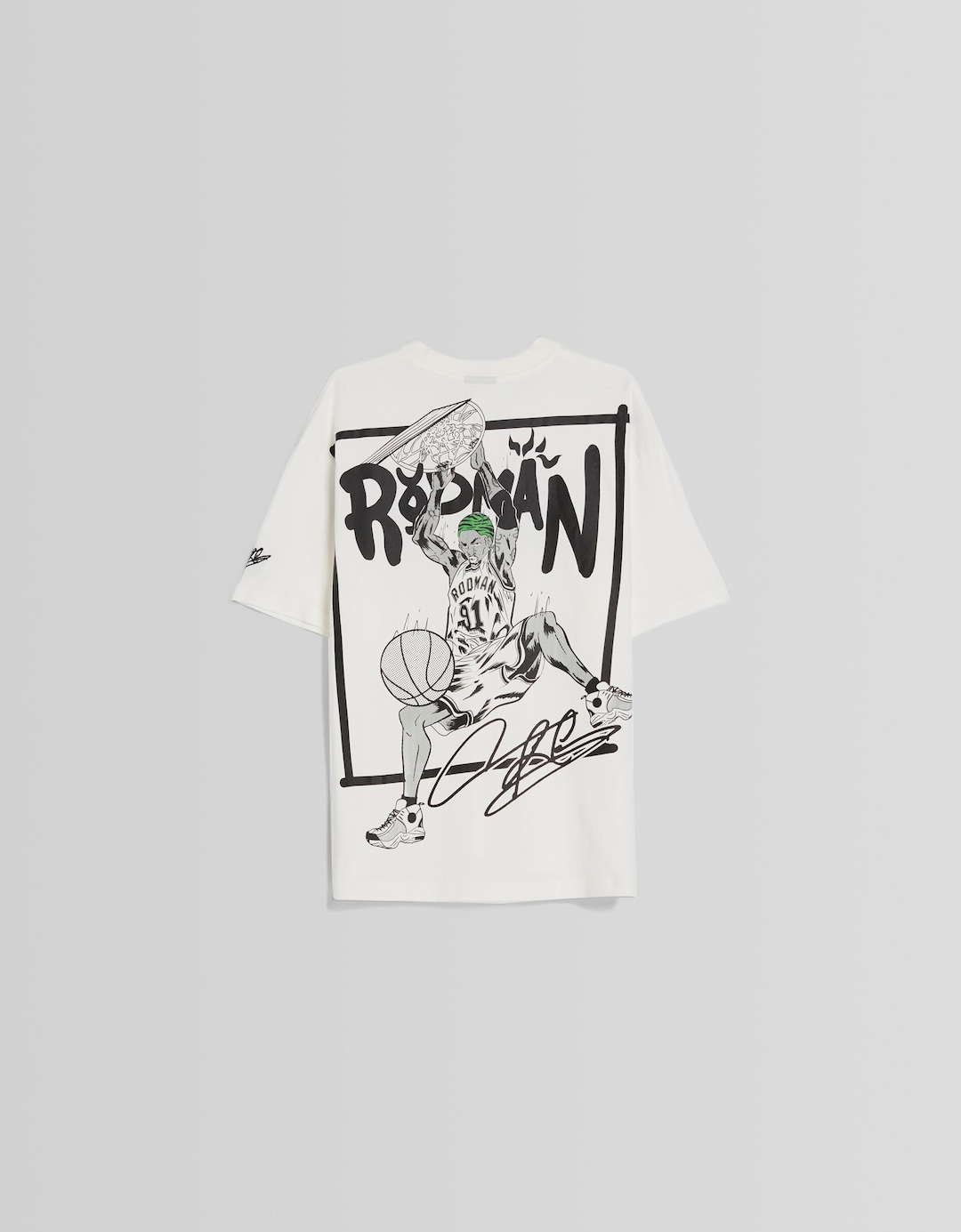 Kurzarm-T-Shirt DENNIS RODMAN X BERSHKA im Boxy-Fit mit Print
