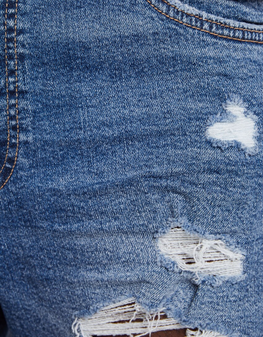 Denim bermuda urratuak-Urdina-5