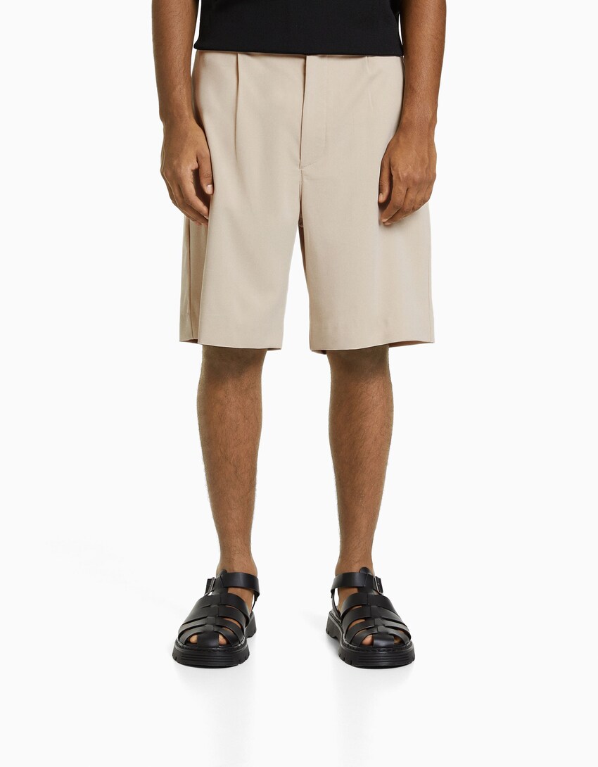 Bermudy tailoring-Piaskowy-3