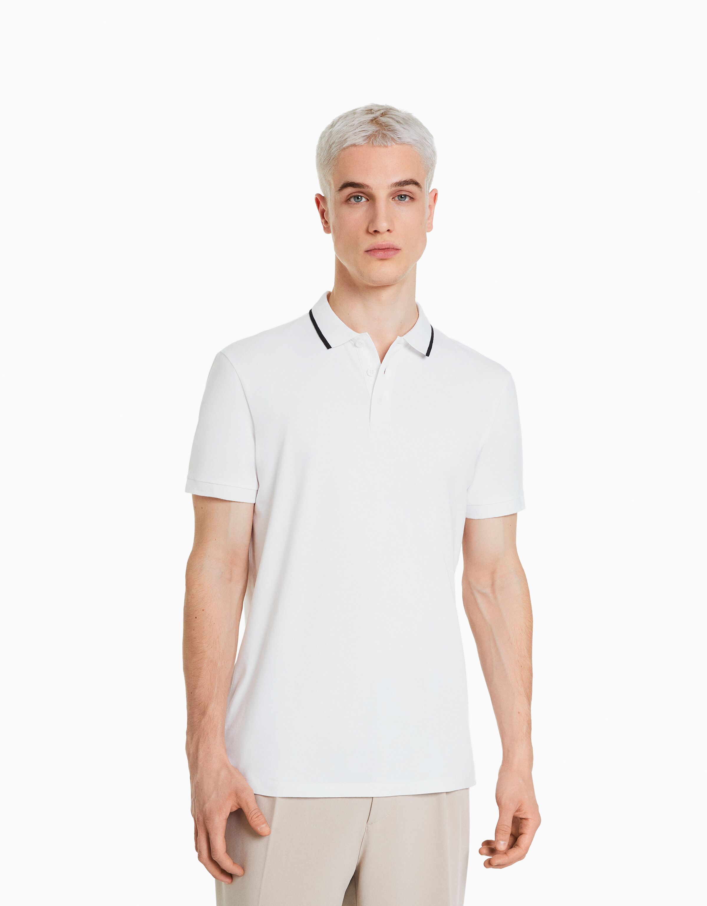 Polo manga corta bandas Hombre Bershka