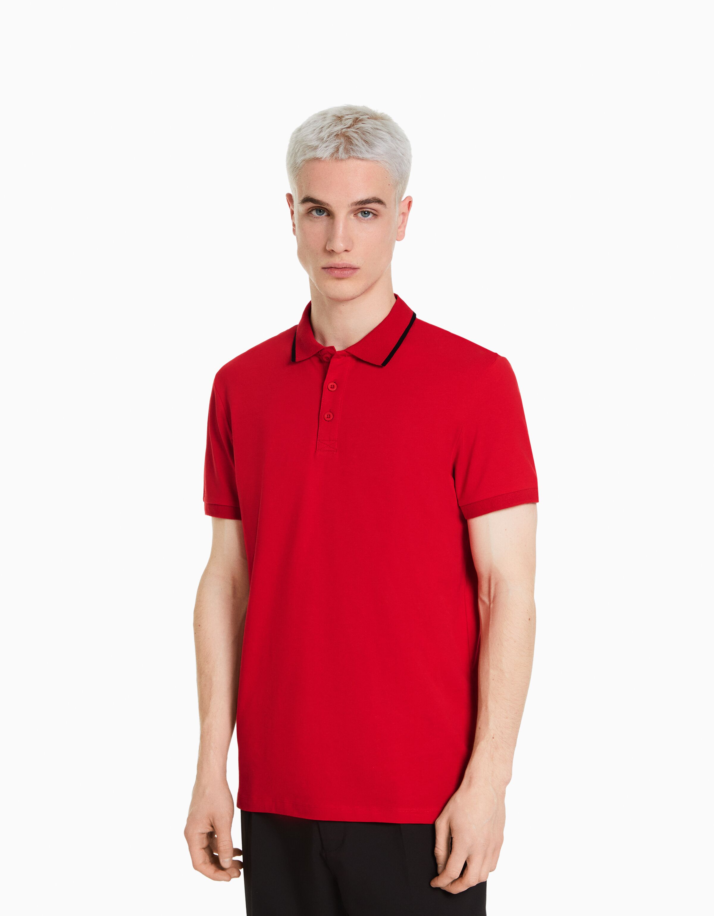 Striped short sleeve polo shirt T shirts Men Bershka