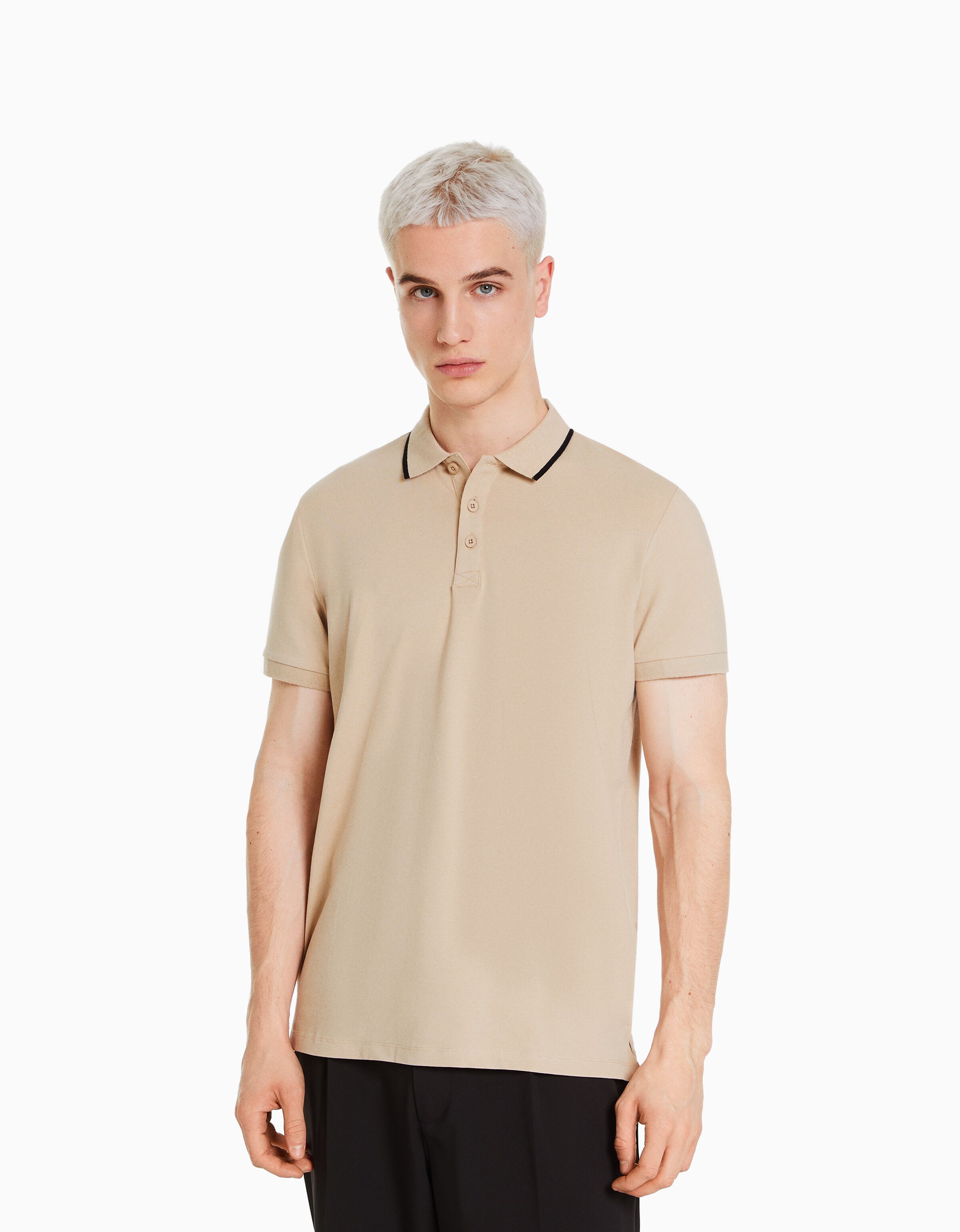 Striped short sleeve polo shirt T shirts Men Bershka