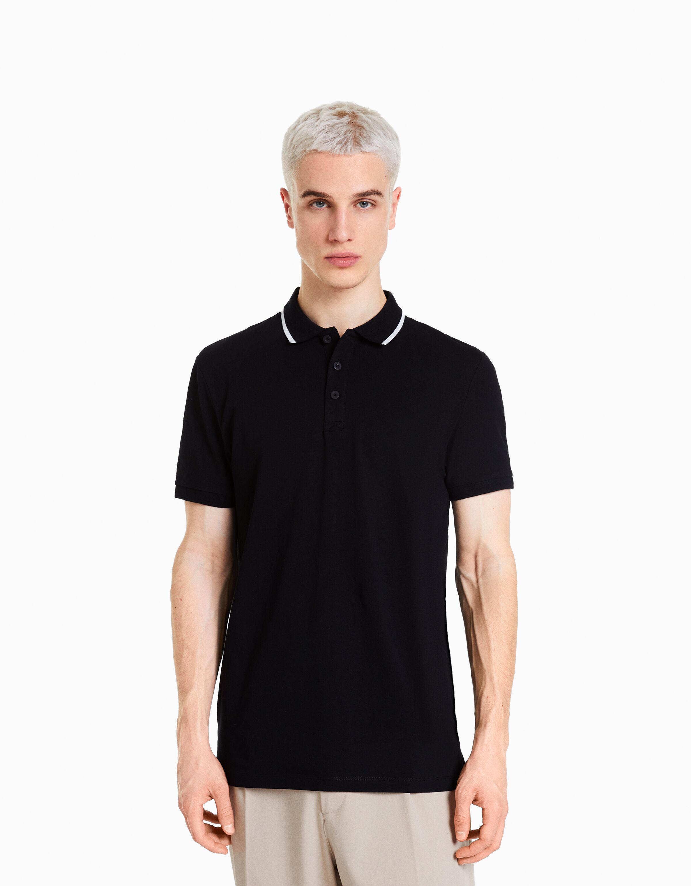 Striped short sleeve polo shirt