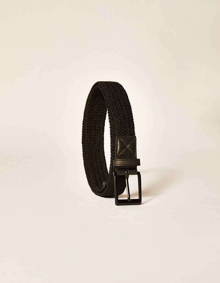 Cinturón trenzado detalle efecto piel-Negro-4