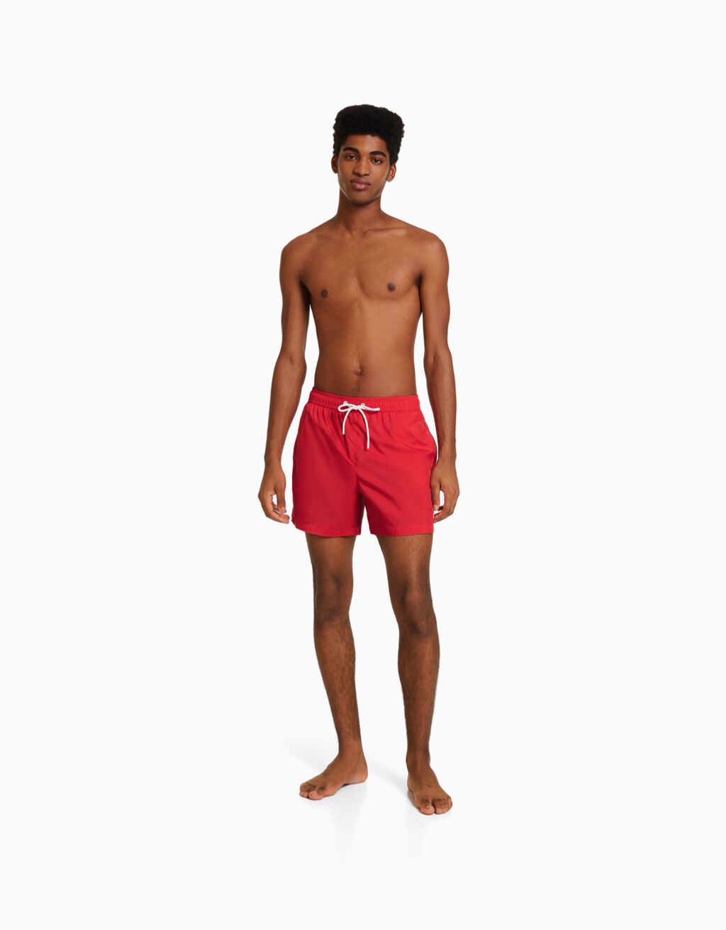 Red sales swim trunk