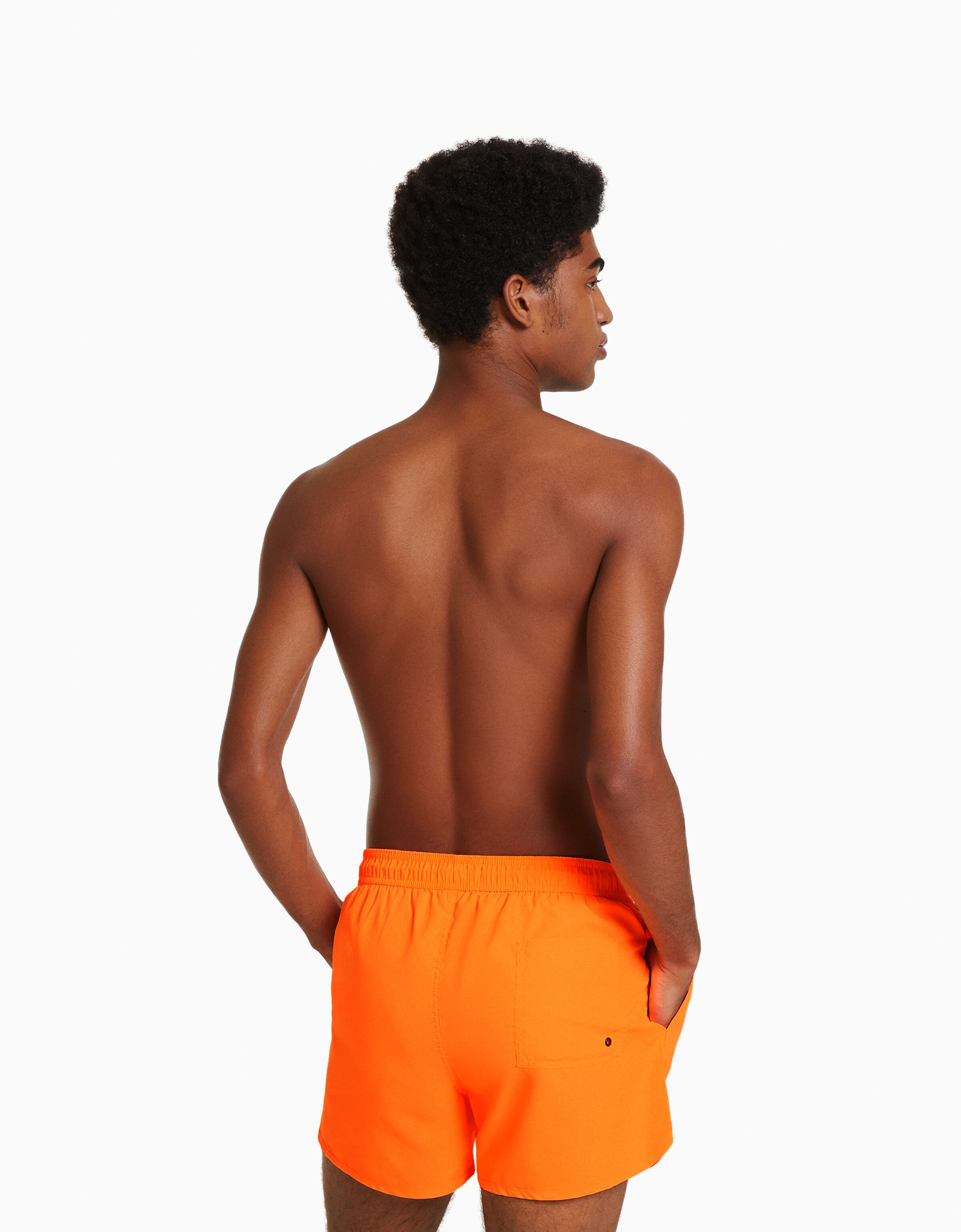 Mens neon orange swim trunks sale