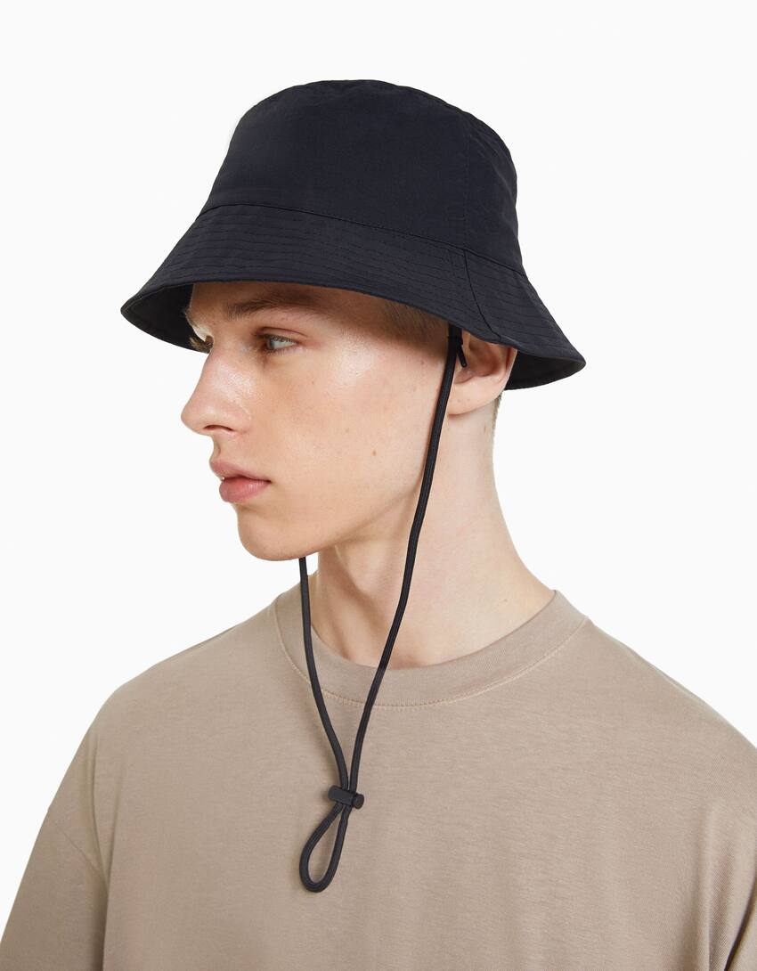 قبعة دلو نايلون بأشرطة-أسود-1