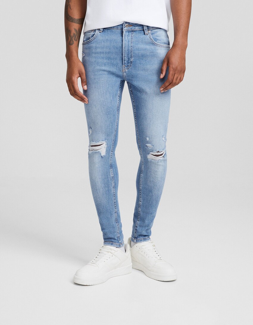 Jeans skinny rotos-Azul lavado-1