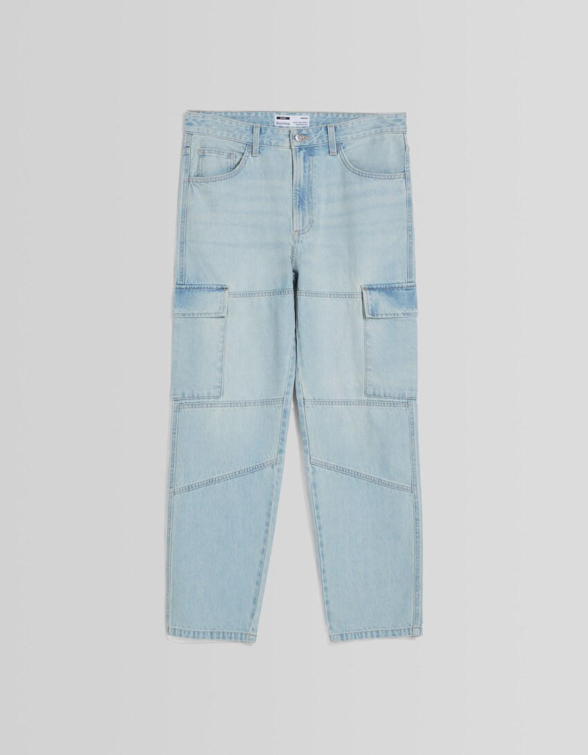 Jeans cargo-Azul lavado-4