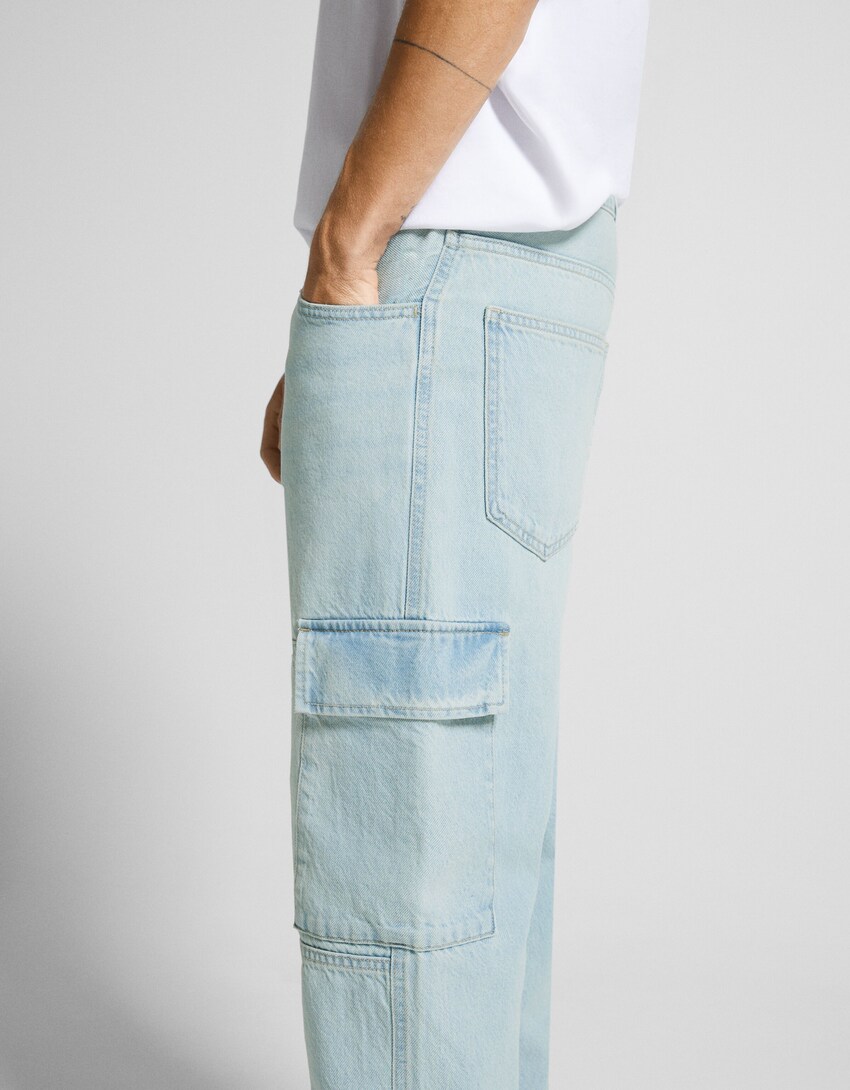 Jeans cargo-Azul lavado-3