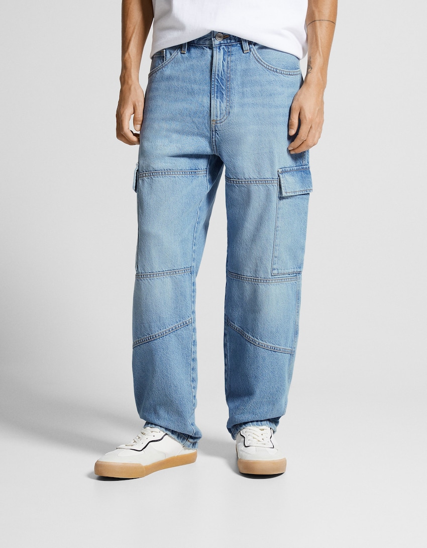 Jeans cargo-Azul lavado-1