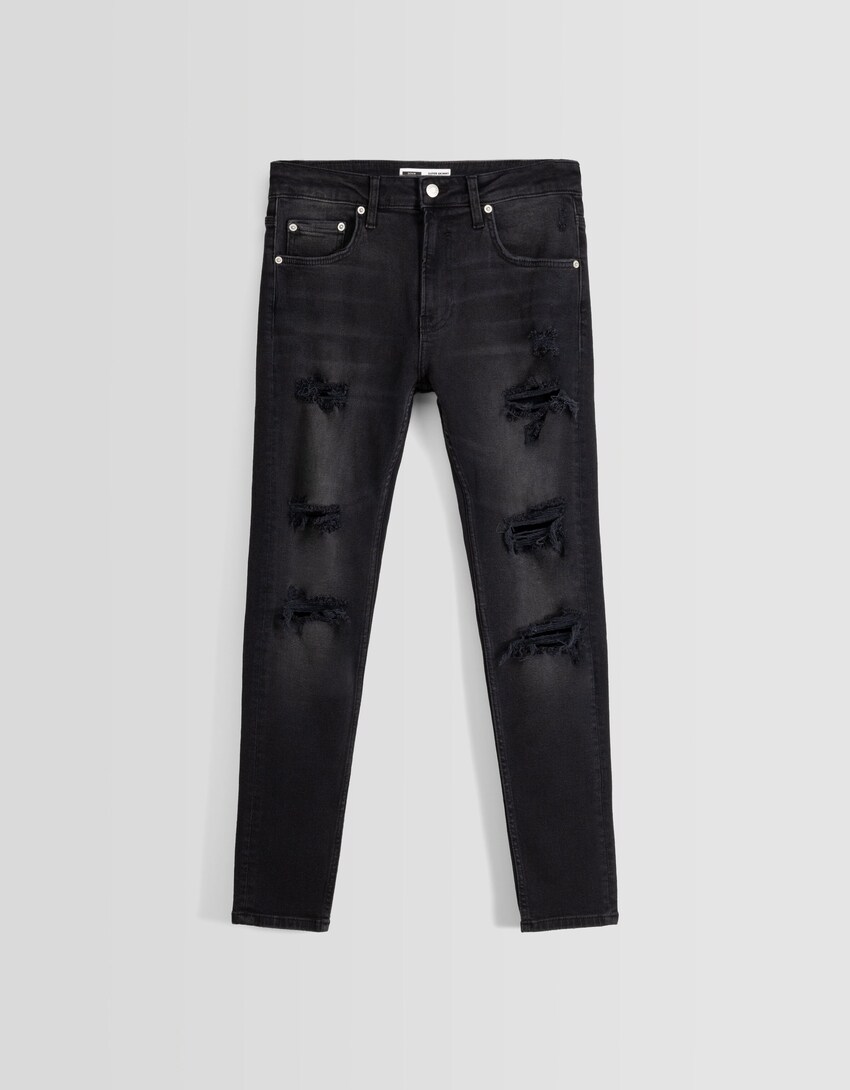 Jeans super skinny rotos-Negro-4