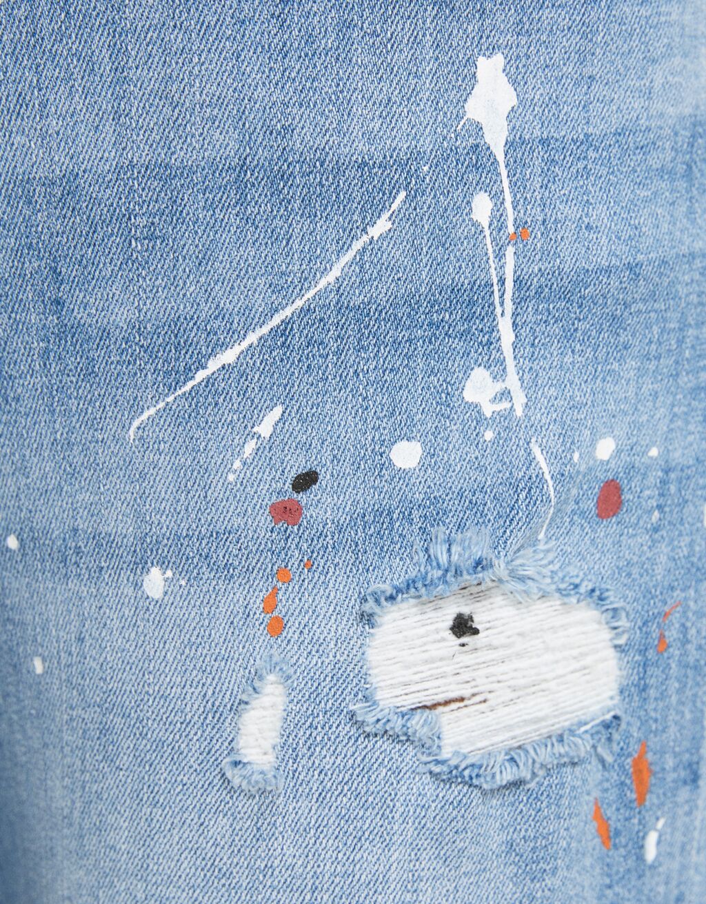 Ripped super skinny jeans with paint splatter - Men | Bershka