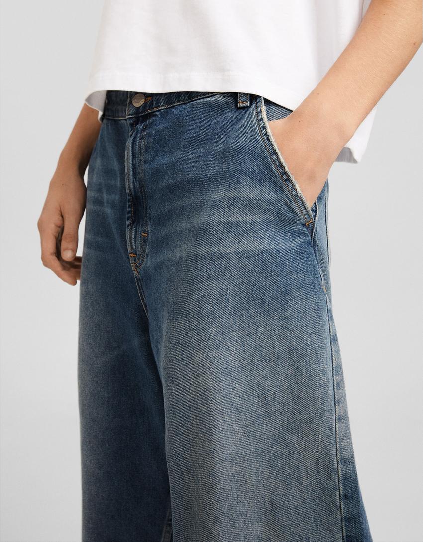 Jeans skater fit efecto lavado-Azul-3