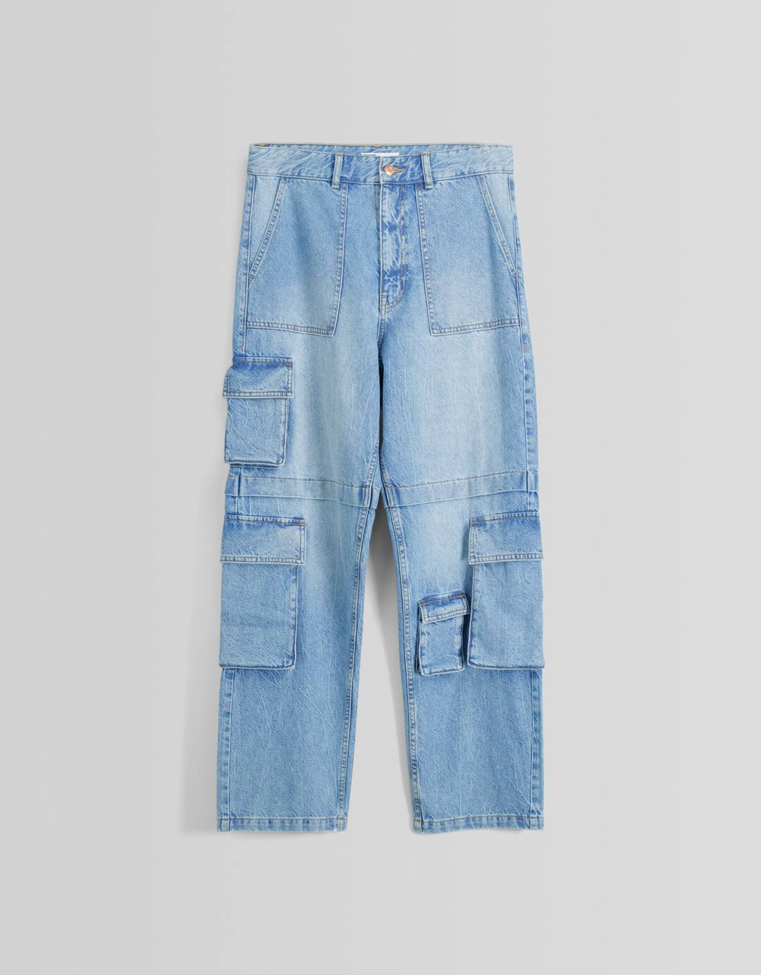 Multi-pocket baggy cargo jeans