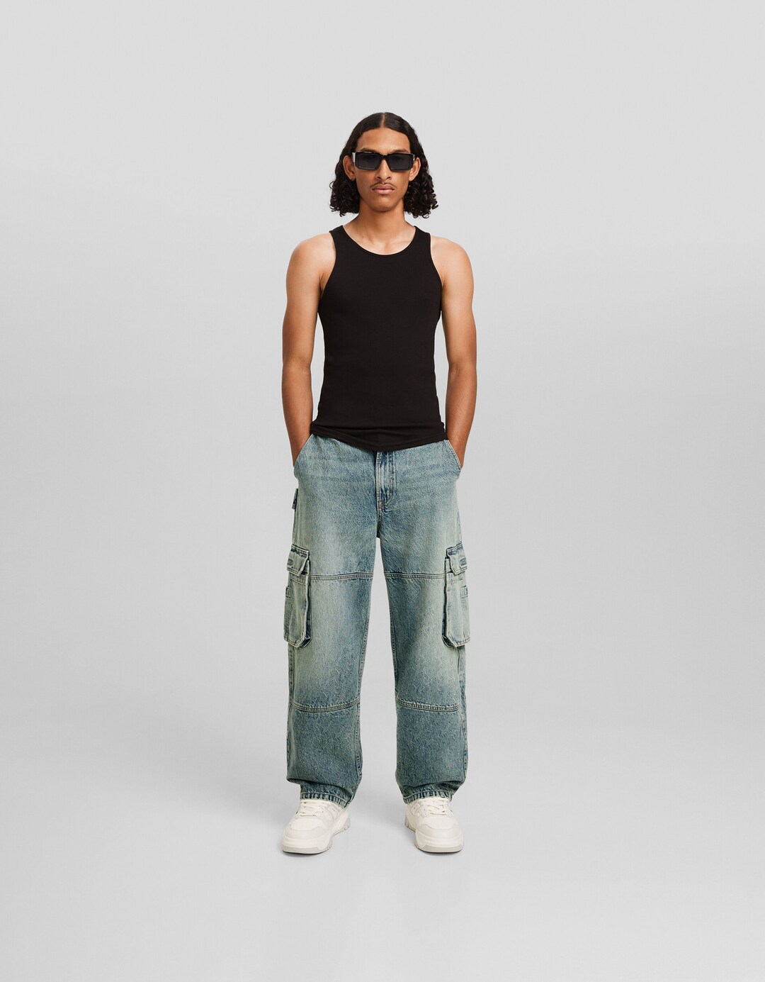 Faded skater-fit cargo jeans