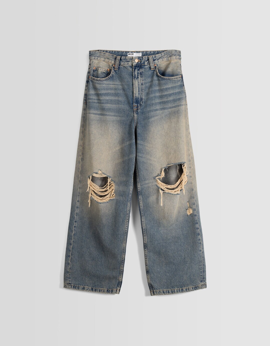 Super baggy verwassen jeans met scheuren