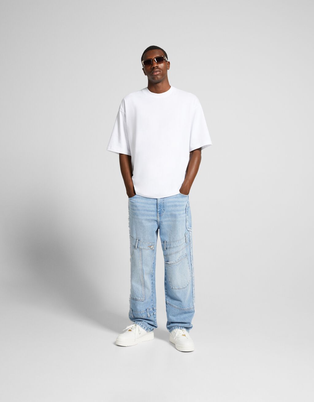 Baggy denim patch jeans Men Bershka