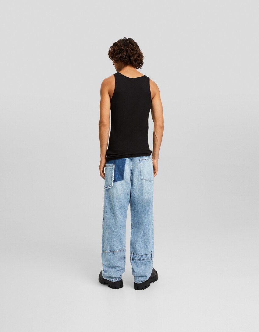 Jeans baggy patch denim-Azul lavado-2