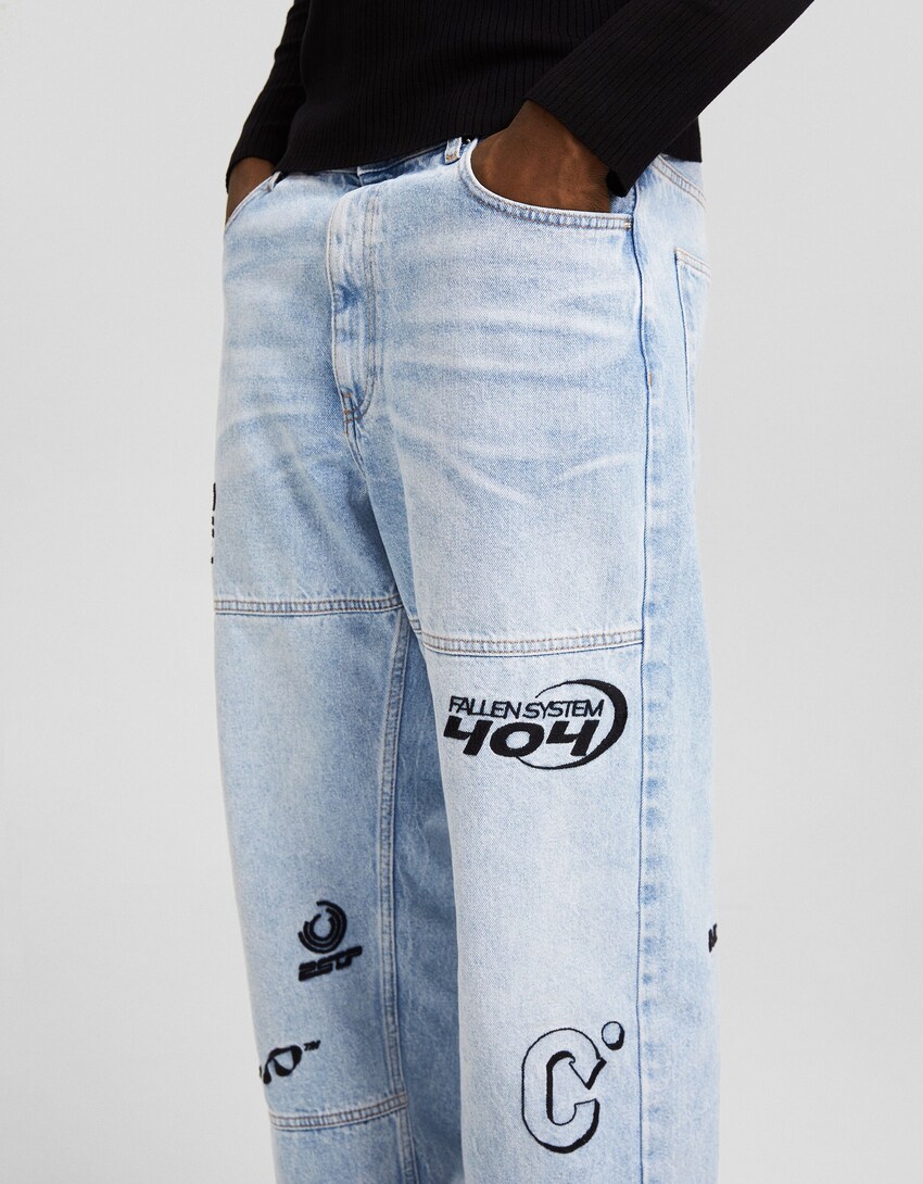 Jeans baggy bordado-Azul-3