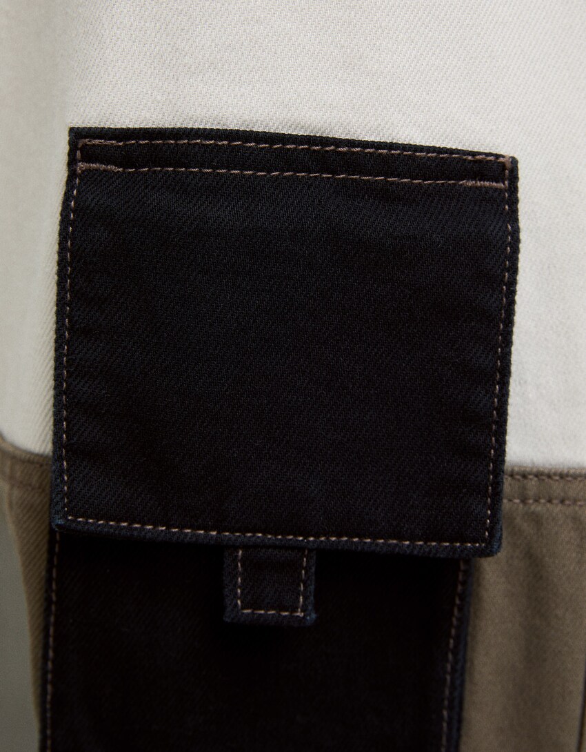 Jeans cargo color block-Marrón-5