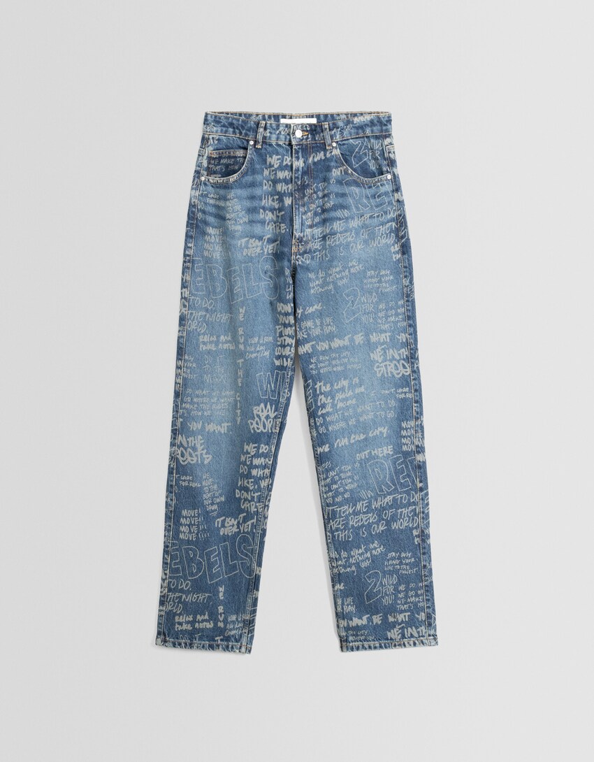 Jeans baggy print-Azul-4