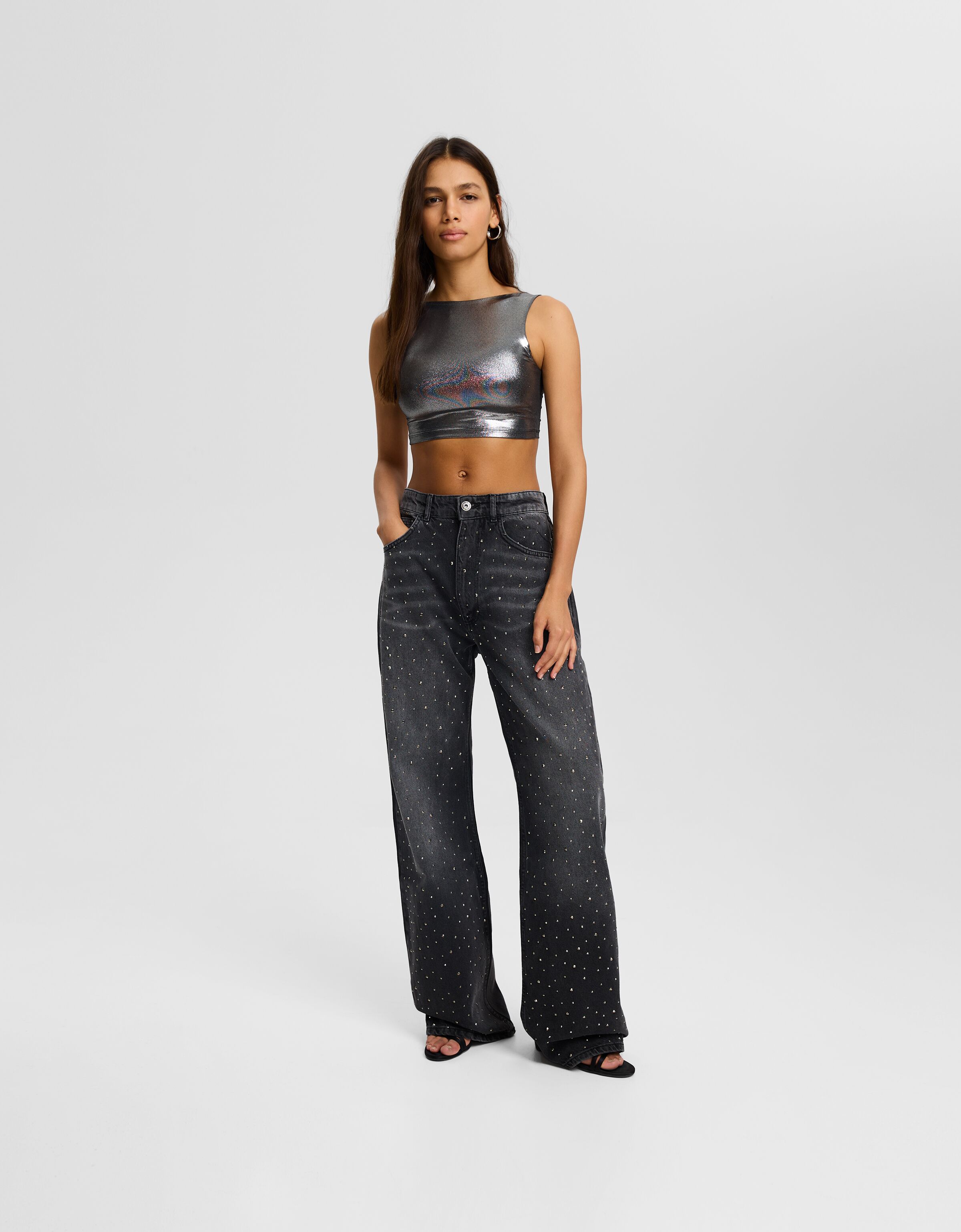 Jeans baggy strass Pantalones Hombre Bershka