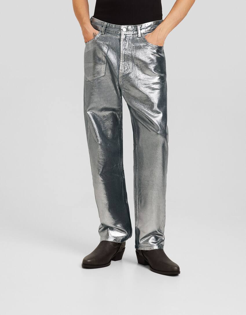 Metallic baggy jeans - Men | Bershka