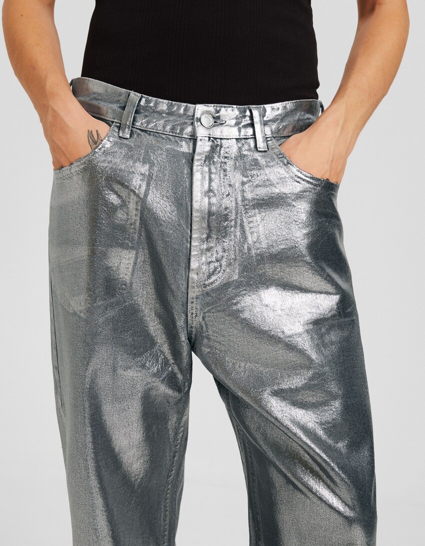 Metallic baggy jeans - Men | Bershka
