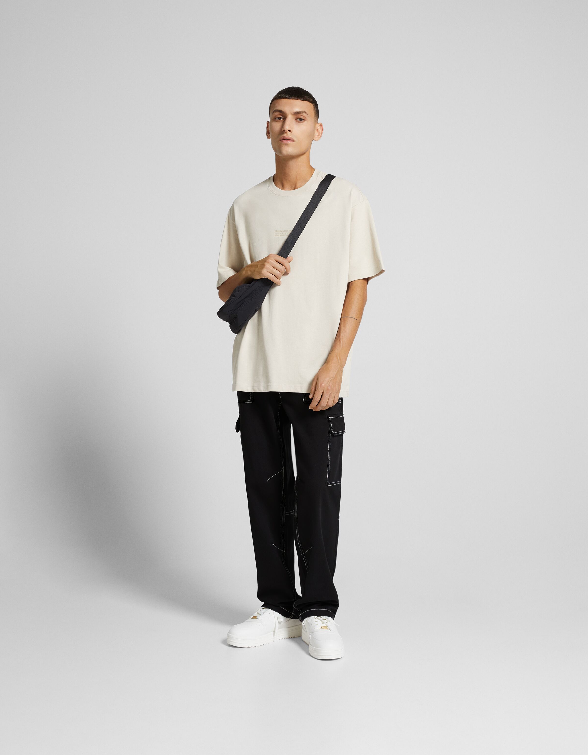 Cotton cargo trousers Men Bershka