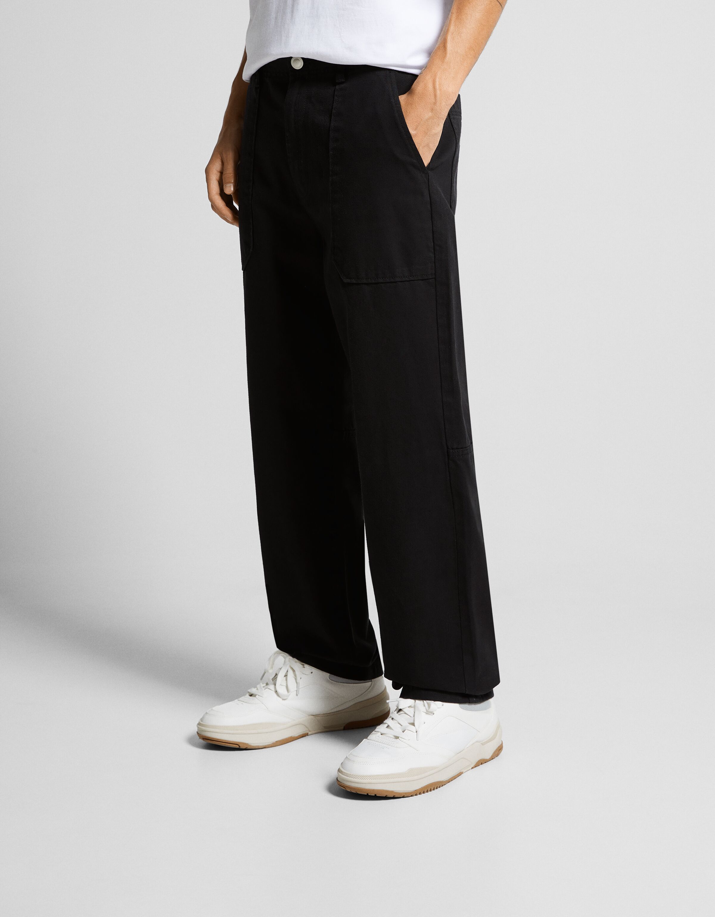 Cotton trousers with front pocket detail Men Bershka