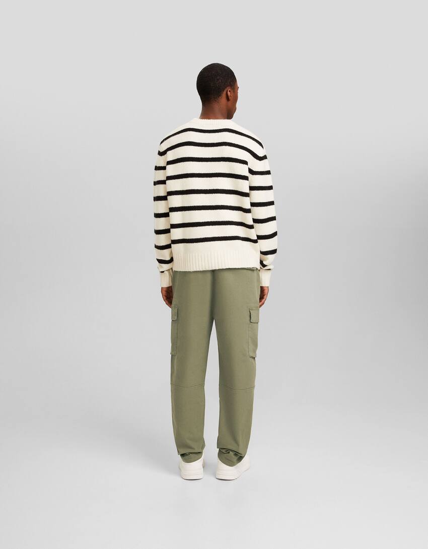 Cotton cargo trousers-Khaki-2