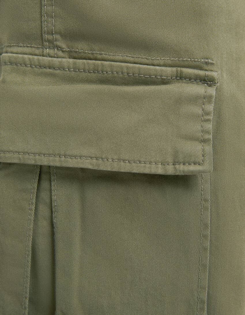Cotton cargo trousers-Khaki-5