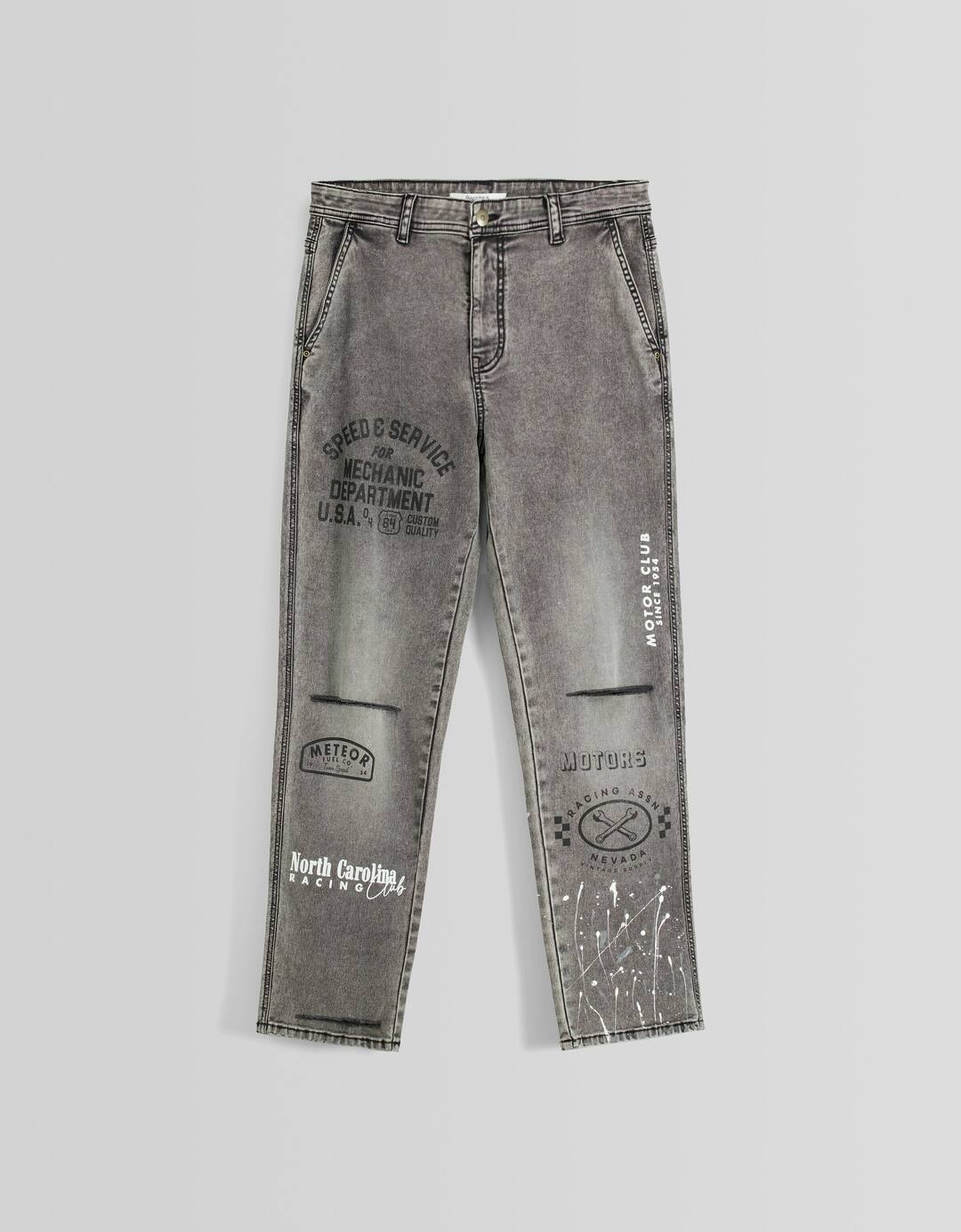 Cotton trousers with paint splatter print