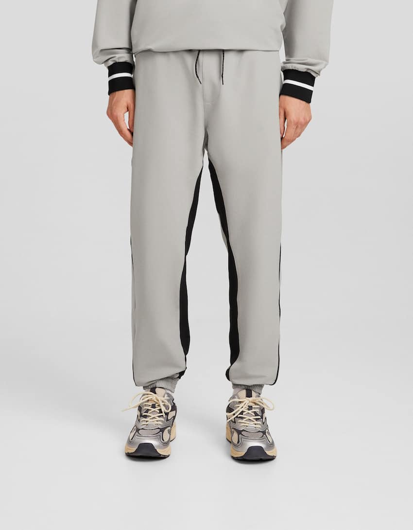 Technical jogging trousers-Grey-1