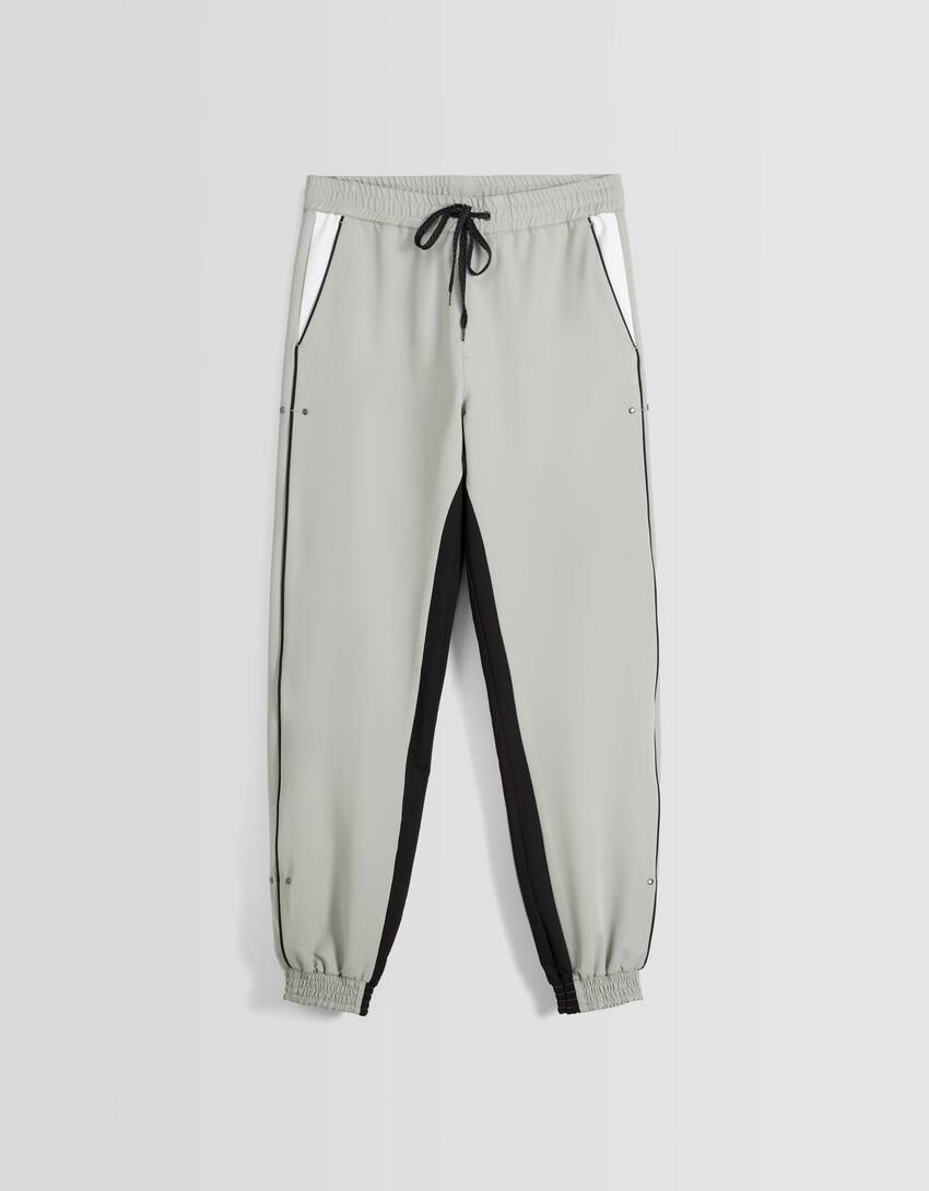 Technical jogging trousers-Grey-4