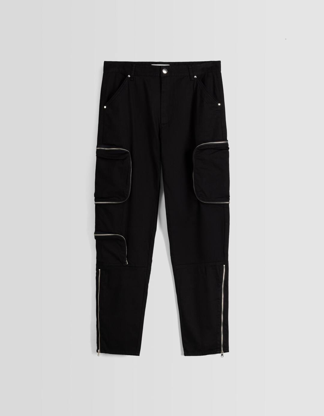 Multi-cargo trousers with zips